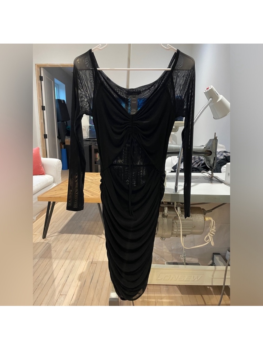 h:ours Black Mesh Mini Dress size M . Built in underwear. Evening rave ready